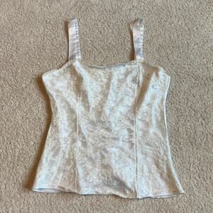 Vintage white satin and lace lined tank top
